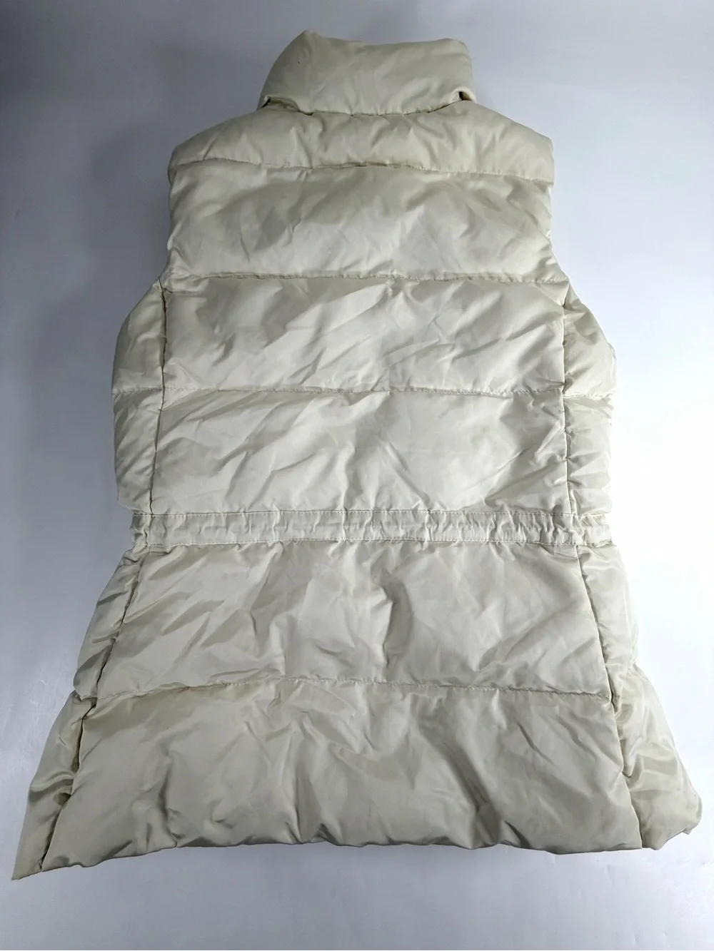 Banana Republic Ivory Down Puffer Vest XS Cinched Waist Longline Y2K